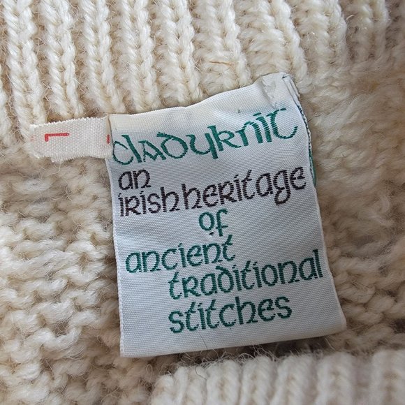 Cladyknit Ireland All Pure Wool Beige Womens Large Cardigan Sweater Warm Casual - Picture 6 of 11